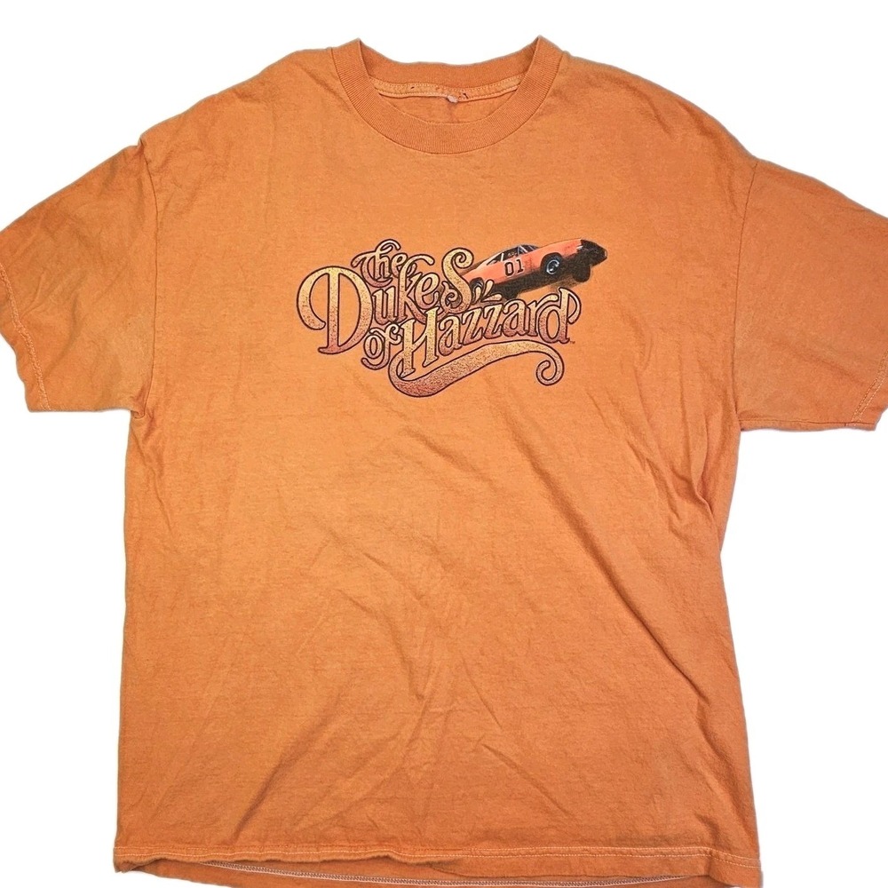 Dukes of Hazzard General Lee 01 Graphic T-Shirt Mens Orange Short Sleeve‎ XL